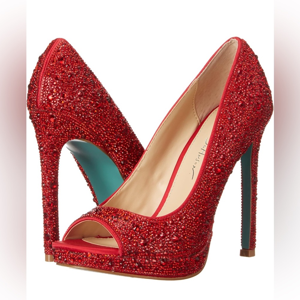 Betsey Johnson Dane Rhinestone Peep Toe Heels